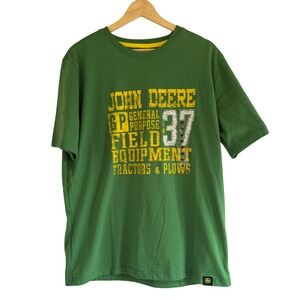 John Deere Mens Green Graphic Field Equipment Tractor T-Shirt Medium